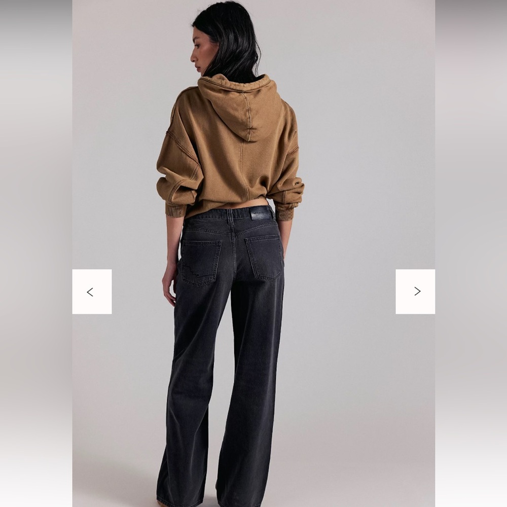 We The Free Nia Boyfriend Wide-Leg Black Jeans NWOT Free People Slouchy Jeans - Picture 2 of 6